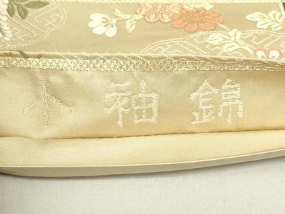 平和屋着物◎六通柄袋帯　唐織　冊子花蝶文　小袖錦　金糸　正絹　逸品　DAAY6932qp