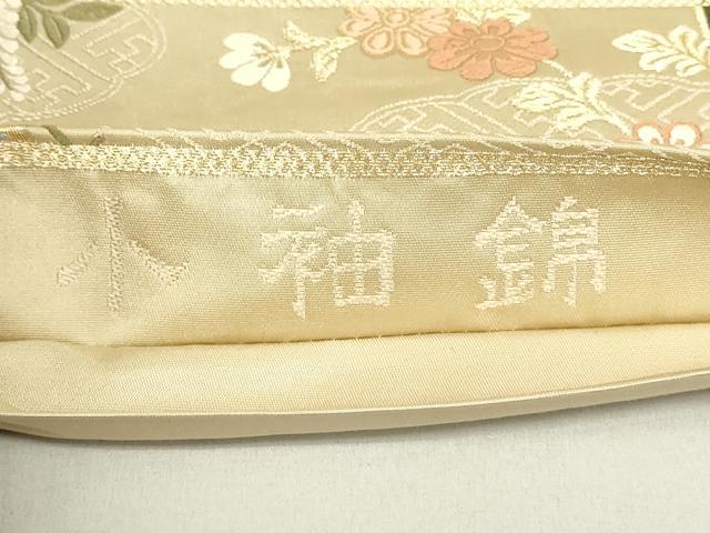 平和屋着物◎六通柄袋帯　唐織　冊子花蝶文　小袖錦　金糸　正絹　逸品　DAAY6932qp