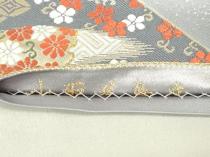 平和屋着物◎六通柄袋帯　唐織　山取花鳥文　金糸　正絹　逸品　DAAY6936qp