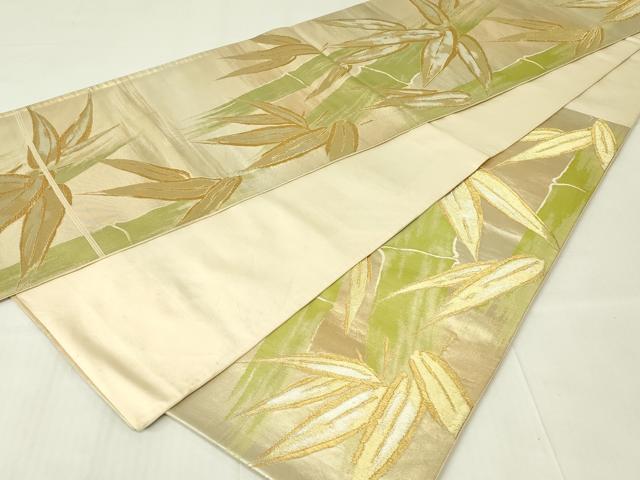 平和屋着物◎六通柄袋帯　笹竹文　金糸　正絹　逸品　DAAY6966qp