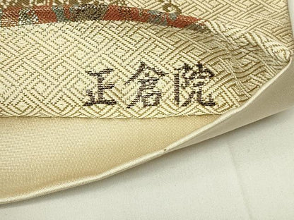 平和屋着物◎六通柄袋帯　正倉院文　金糸　正絹　逸品　DAAY6970qp