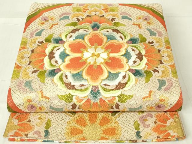 平和屋着物◎佐賀錦　六通柄袋帯　駒刺繍　正倉院花文　金糸　金彩　正絹　逸品　DAAY6991qp