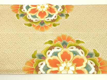 平和屋着物◎佐賀錦　六通柄袋帯　駒刺繍　正倉院花文　金糸　金彩　正絹　逸品　DAAY6991qp