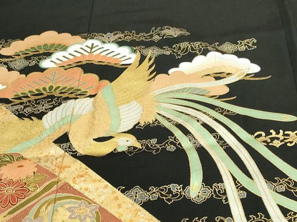 平和屋着物■豪華黒留袖 鳳凰文 松竹梅 金銀彩 正絹 逸品 DAAY7545sf