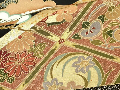平和屋着物■豪華黒留袖 鳳凰文 松竹梅 金銀彩 正絹 逸品 DAAY7545sf