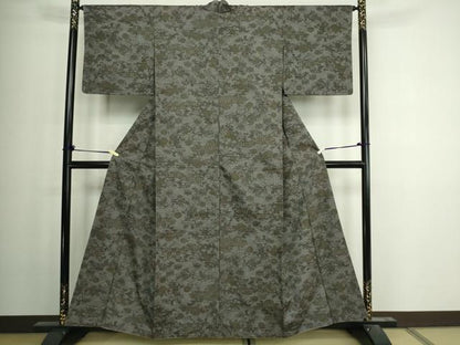 平和屋着物■上質な紬　草花文　正絹　逸品　DAAY7554sf