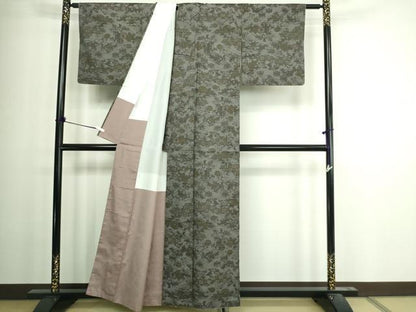 平和屋着物■上質な紬　草花文　正絹　逸品　DAAY7554sf
