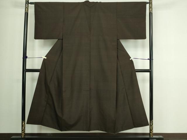 平和屋着物■上質な紬　格子　正絹　逸品　DAAY7573sf