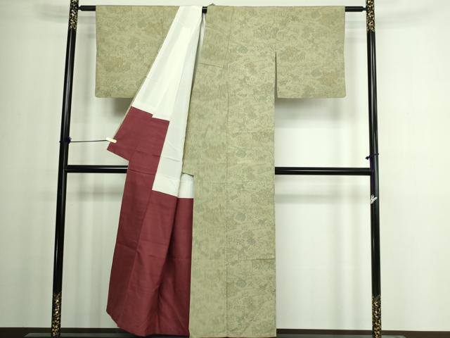 平和屋着物■上質な紬　草花文　正絹　逸品　DAAY7580sf