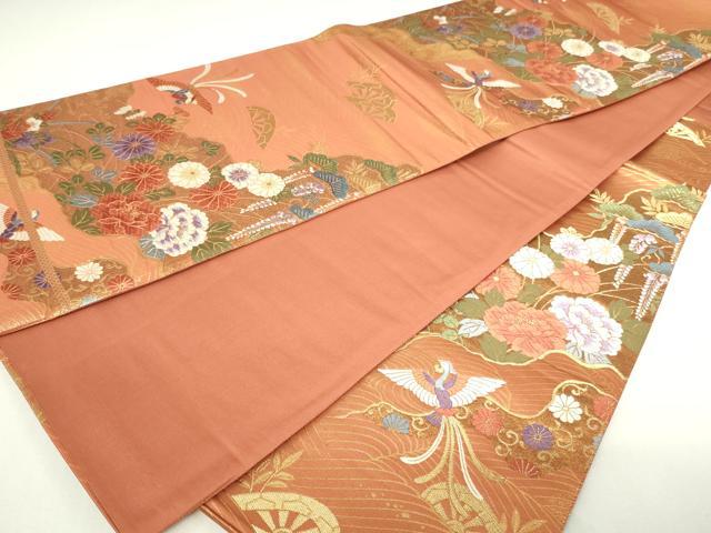 平和屋着物◎六通柄袋帯　唐織　鳳凰花文　金糸　正絹　逸品　DAAY7587sf