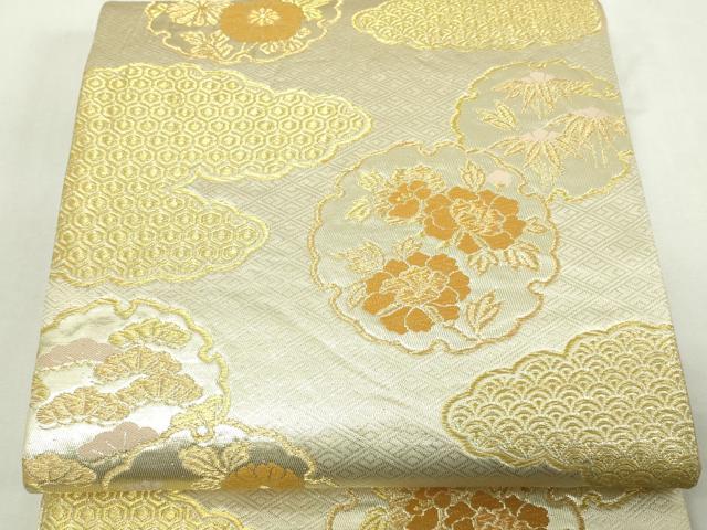 平和屋着物◎六通柄袋帯　唐織　雪輪草花文　金銀糸　正絹　逸品　DAAY7589sf