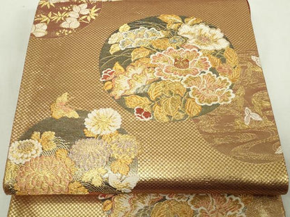 平和屋着物◎六通柄袋帯　花蝶丸文　金糸　正絹　逸品　DAAY7591sf