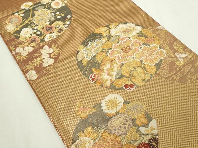 平和屋着物◎六通柄袋帯　花蝶丸文　金糸　正絹　逸品　DAAY7591sf