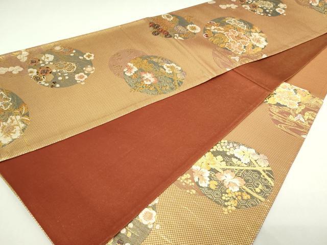 平和屋着物◎六通柄袋帯　花蝶丸文　金糸　正絹　逸品　DAAY7591sf