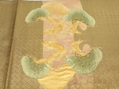 平和屋着物◎太鼓柄袋帯　浜松文　金糸　正絹　逸品　DAAY7592sf