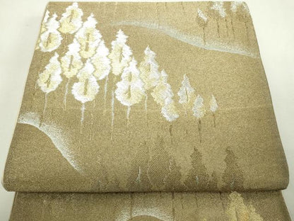 平和屋着物◎六通柄袋帯　樹林文　金銀糸　正絹　逸品　DAAY7597sf