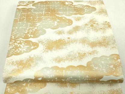 平和屋着物◎六通柄袋帯 雲重ね文 金彩 正絹 逸品 DAAY7603sf