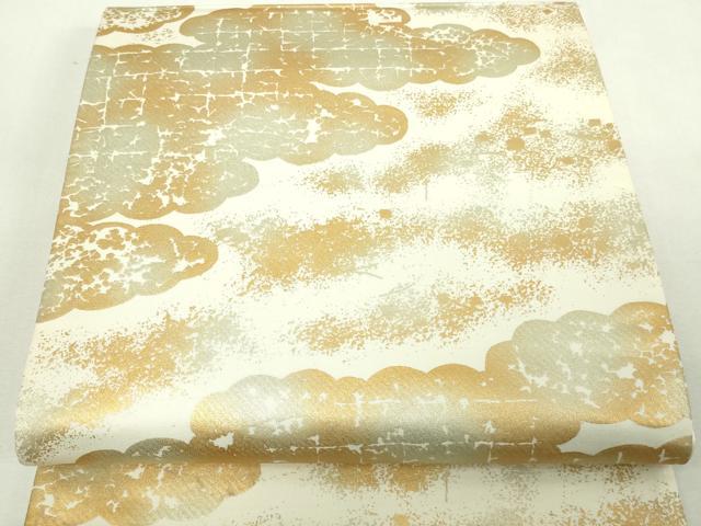平和屋着物◎六通柄袋帯 雲重ね文 金彩 正絹 逸品 DAAY7603sf