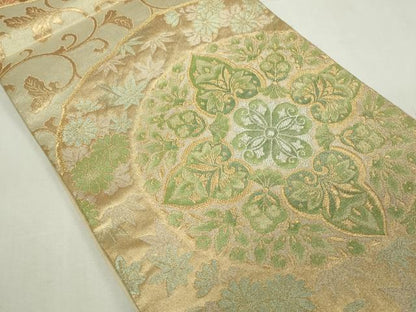平和屋着物◎六通柄袋帯 花唐草文 金銀糸 正絹 逸品 DAAY7605sf