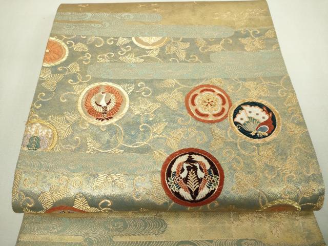 平和屋着物◎六通柄袋帯　唐織　紋散蒔絵図　金糸　正絹　逸品　DAAY7617sf