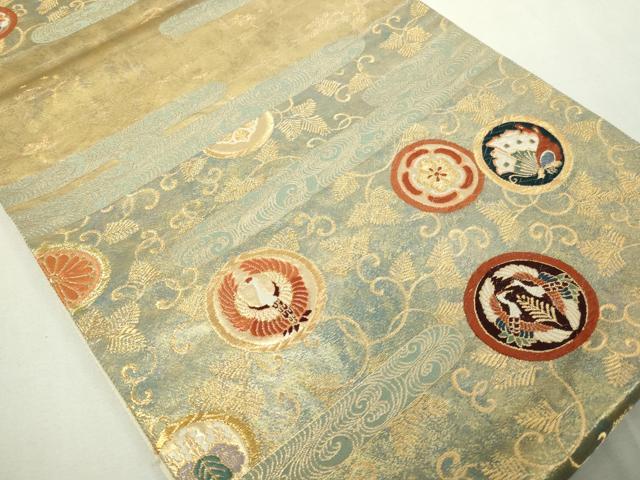 平和屋着物◎六通柄袋帯　唐織　紋散蒔絵図　金糸　正絹　逸品　DAAY7617sf