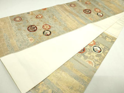 平和屋着物◎六通柄袋帯　唐織　紋散蒔絵図　金糸　正絹　逸品　DAAY7617sf
