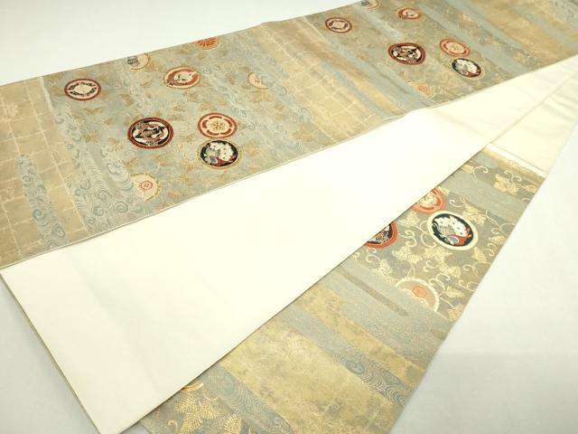 平和屋着物◎六通柄袋帯　唐織　紋散蒔絵図　金糸　正絹　逸品　DAAY7617sf