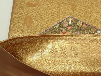 平和屋着物◎六通柄袋帯　唐織　菱唐草　秀麗箔　金糸　正絹　逸品　DAAY7623sf