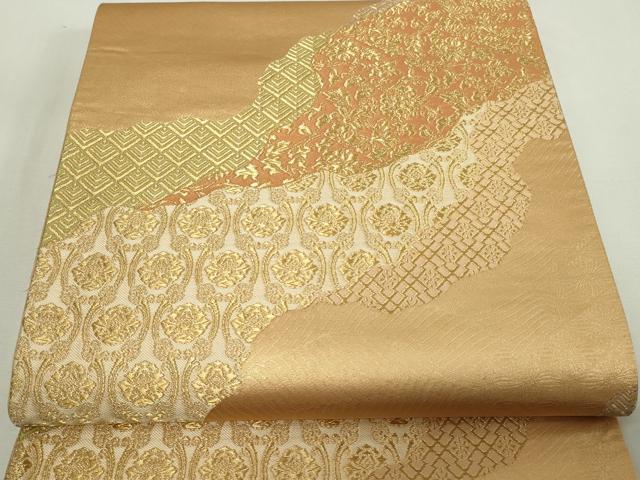 平和屋着物◎六通柄袋帯　道長花唐草文　金糸　正絹　逸品　DAAY7624sf
