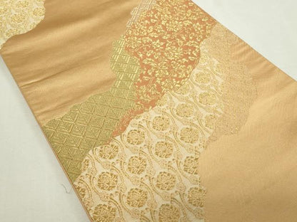 平和屋着物◎六通柄袋帯　道長花唐草文　金糸　正絹　逸品　DAAY7624sf