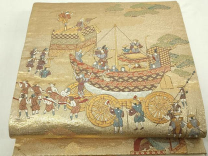 平和屋着物◎六通柄袋帯　祇円稚子　金糸　正絹　逸品　DAAY7626sf