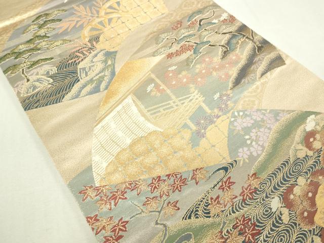 平和屋着物◎六通柄袋帯　唐織　地紙草花文　金糸　正絹　逸品　DAAY7638sf