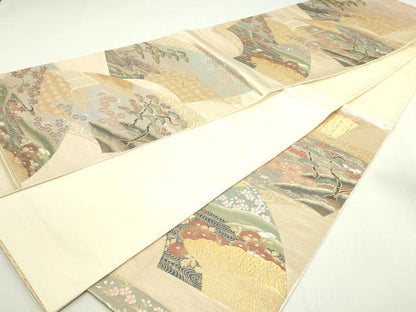 平和屋着物◎六通柄袋帯　唐織　地紙草花文　金糸　正絹　逸品　DAAY7638sf