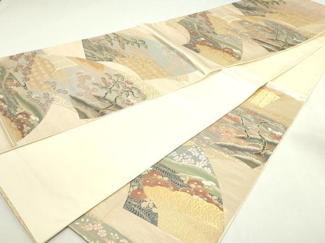 平和屋着物◎六通柄袋帯　唐織　地紙草花文　金糸　正絹　逸品　DAAY7638sf