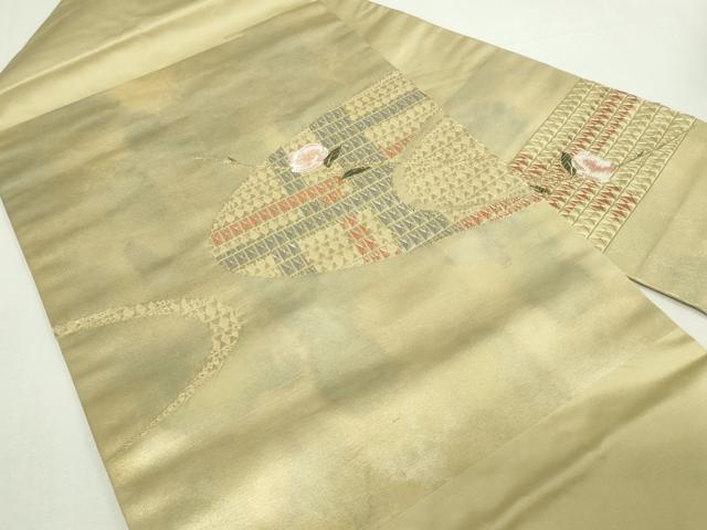 平和屋着物◎九寸名古屋帯　枝花文　金糸　正絹　逸品　DAAY7652sf