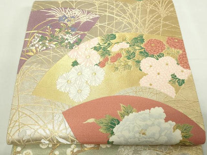 平和屋着物◎六通柄袋帯　唐織　地紙草花文　金銀糸　正絹　逸品　DAAY7770sf