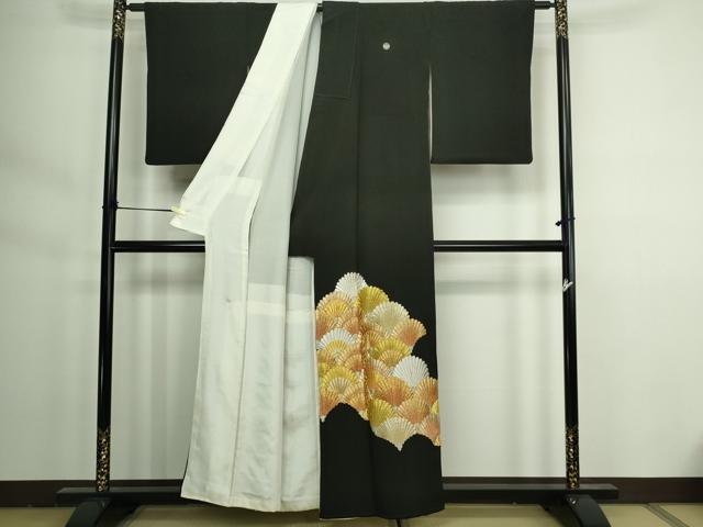 平和屋着物■豪華黒留袖 駒刺繍 総刺繍 松青海波 金銀糸 正絹 逸品 DAAY7847sf