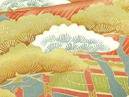 平和屋着物■豪華黒留袖 駒刺繍 風景梅松文 金彩 正絹 逸品 DAAY7849sf
