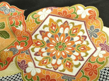平和屋着物■豪華黒留袖　駒刺繍　鳳凰草花文　金彩　正絹　逸品　DAAY7912sf