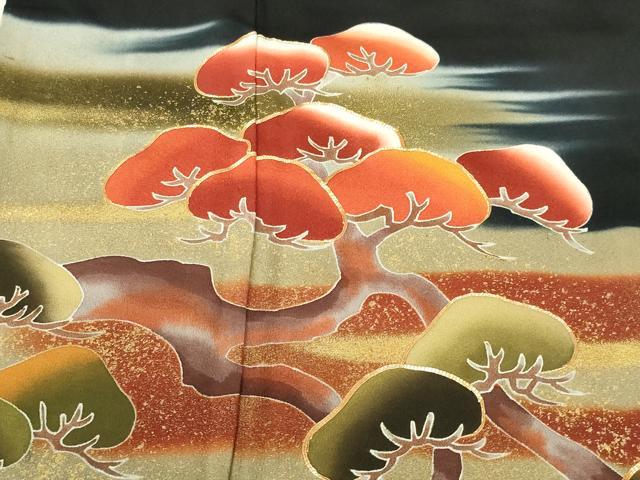 平和屋着物■豪華黒留袖　駒刺繍　松文　暈し染め　金彩　正絹　逸品　DAAY7920sf