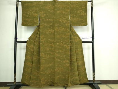 平和屋着物■上質な小紋　風景文　鬼しぼ縮緬　正絹　逸品　DAAY7961sf