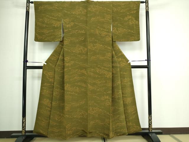 平和屋着物■上質な小紋　風景文　鬼しぼ縮緬　正絹　逸品　DAAY7961sf