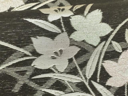 平和屋着物＊夏物 西陣 京都イシハラ謹製 六通柄袋帯 涼 草花文 黒地 銀糸 証紙付き 正絹 逸品 DAAY8004cm