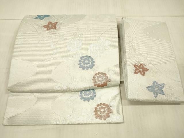 平和屋着物＊夏物 つけ帯 流水草花文 銀糸 DAAY8007cm