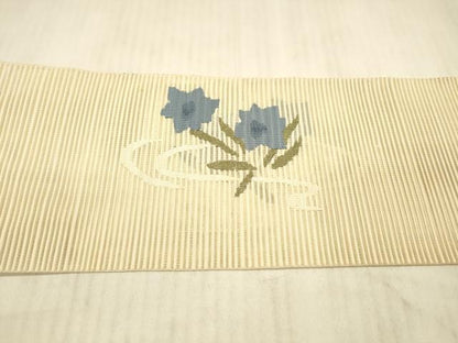 平和屋着物＊夏物 絽綴れ 八寸名古屋帯 流水草花文 銀糸 正絹 逸品 DAAY8011cm
