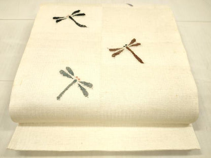 平和屋着物＊夏物 太鼓柄袋帯 すくい織 蜻蛉 銀糸 正絹 逸品 DAAY8017cm
