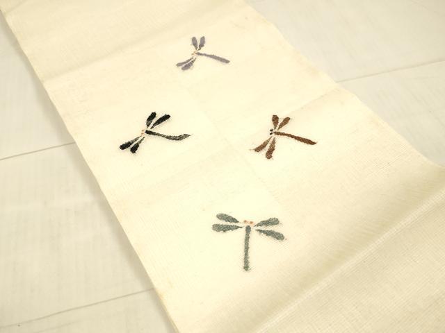 平和屋着物＊夏物 太鼓柄袋帯 すくい織 蜻蛉 銀糸 正絹 逸品 DAAY8017cm