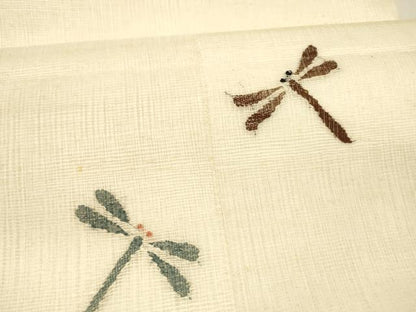 平和屋着物＊夏物 太鼓柄袋帯 すくい織 蜻蛉 銀糸 正絹 逸品 DAAY8017cm