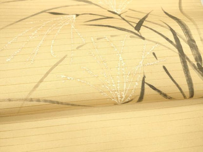 平和屋着物＊夏物 絽塩瀬 九寸名古屋帯 手描き 草葉文 正絹 逸品 DAAY8019cm