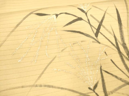 平和屋着物＊夏物 絽塩瀬 九寸名古屋帯 手描き 草葉文 正絹 逸品 DAAY8019cm